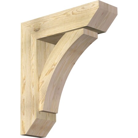 Ekena Millwork Thorton Slat Rough Sawn Bracket w/ Offset Brace, Douglas Fir, 8"W x 28"D x 32"H BKT0806X28X32THR06RDF